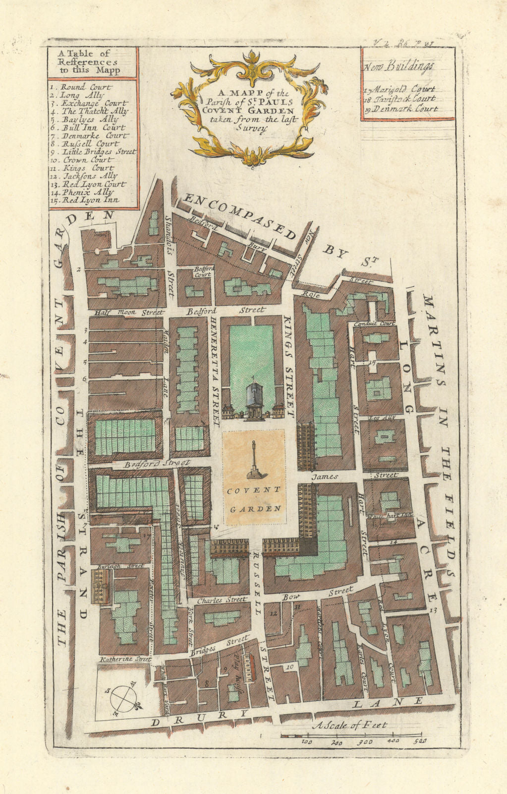 The parish of St Paul's, Covent Garden. Strand. Long Acre. STOW/STRYPE 1720 map